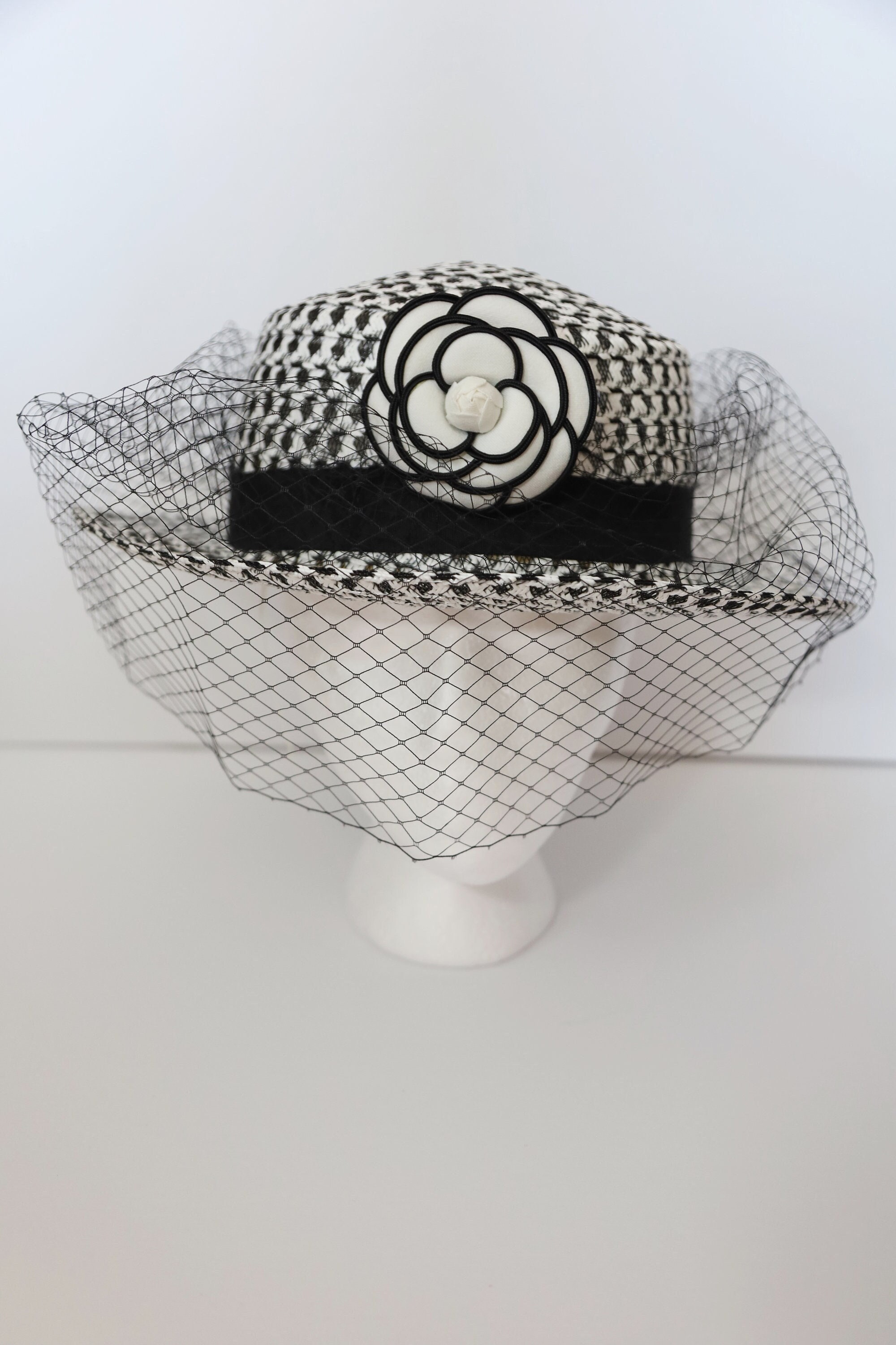 Vintage Wide Brim Fedora Hat with Floral Accents and Mesh Veil Adjustable Meet your new favorite wide-brim boho hat. This velvety  main image 2