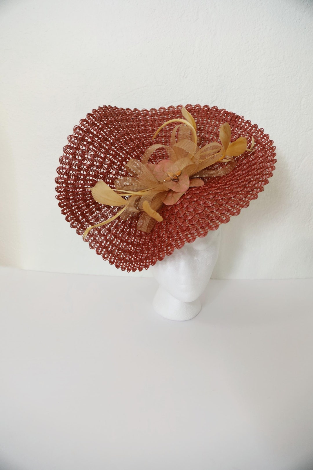 Blush Kentucky Derby Fascinator Beige Feathers Hatinator Wedding Guest ...