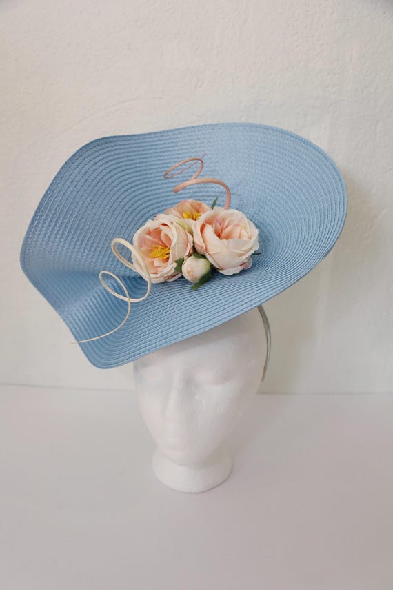 Light Blue Kentucky Derby Hat Ivory Wedding Guest Hat Light  display picture 2