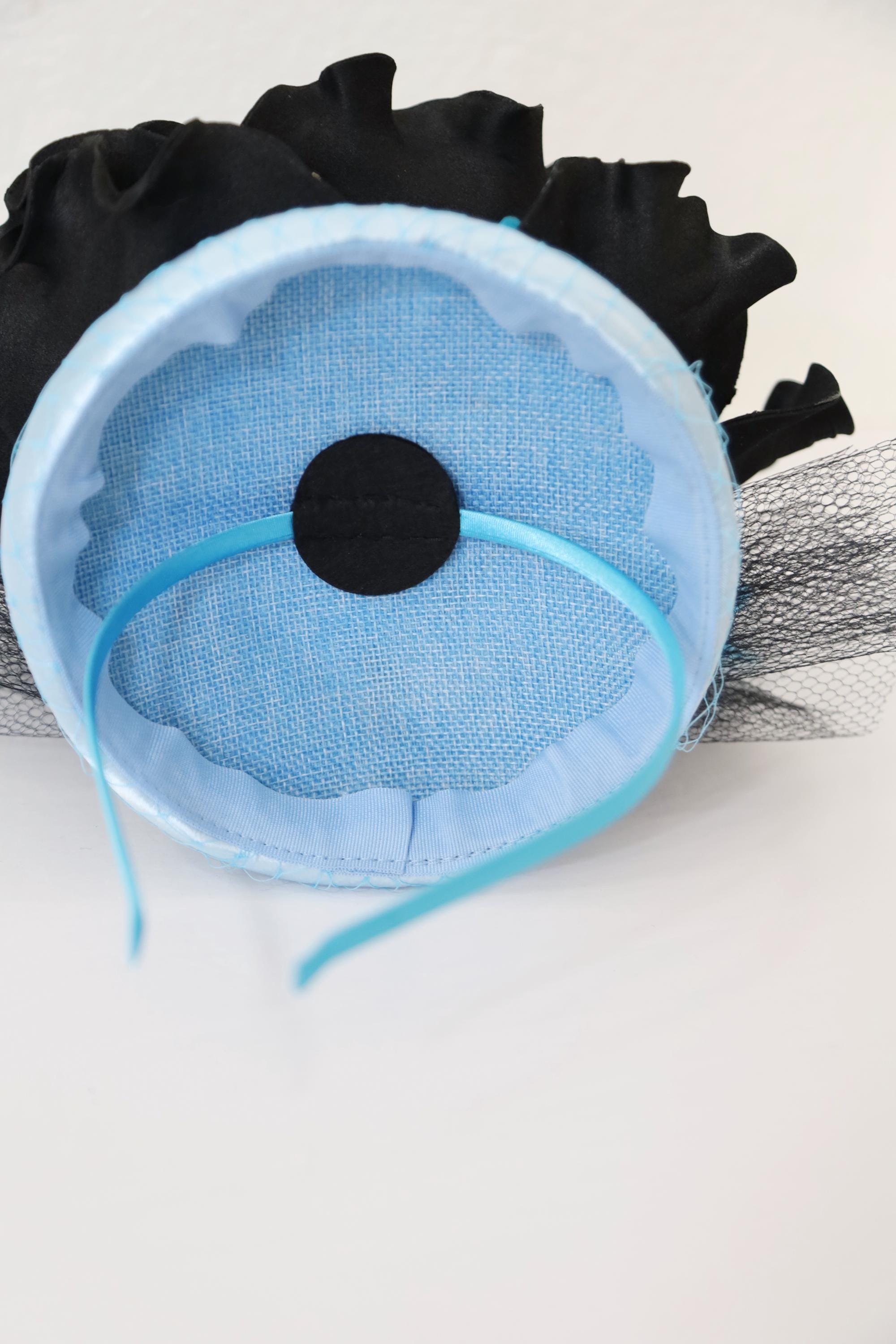 Blue Feather Fascinator: Black Flower Kentucky Derby Hat - Etsy