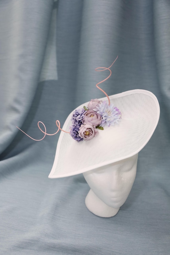 Elegant White and Purple Fascinator PAOLA FASCINATOR HAT - Lilac and Ivory - Gold Coast Couture main image 2