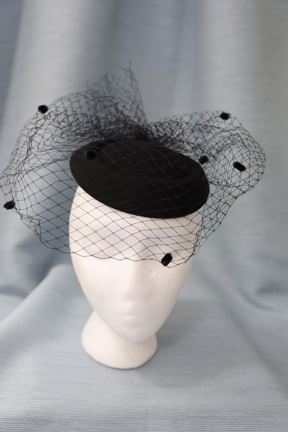 Black Veil Hat Black Fascinator Black Kentucky Derby Black  display picture 2