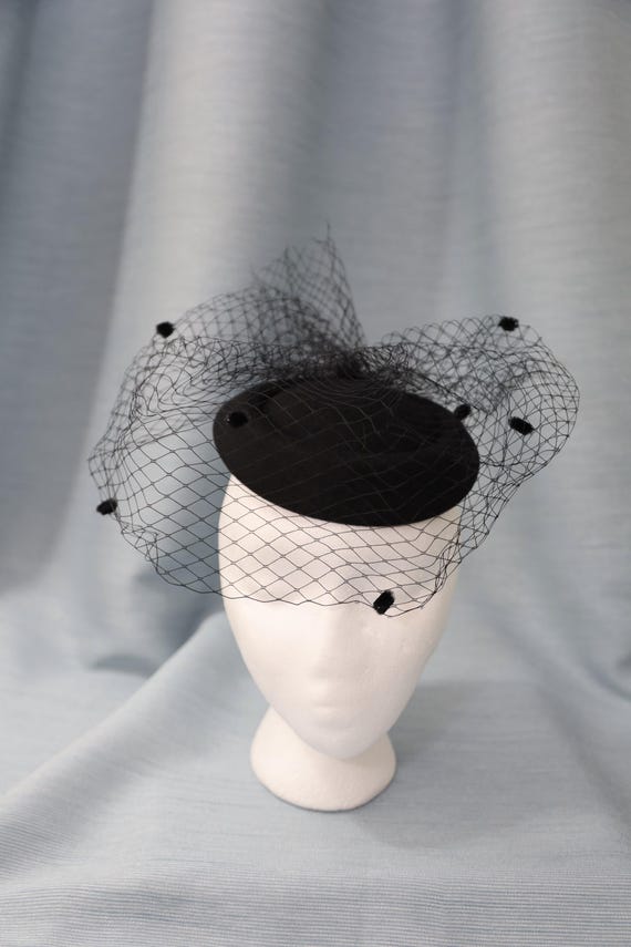 Black Veil Hat Black Fascinator Black Kentucky Derby Black Hat