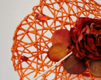Orange Fascinator Kentucky Derby Big Hat Wedding Guest  display picture 1