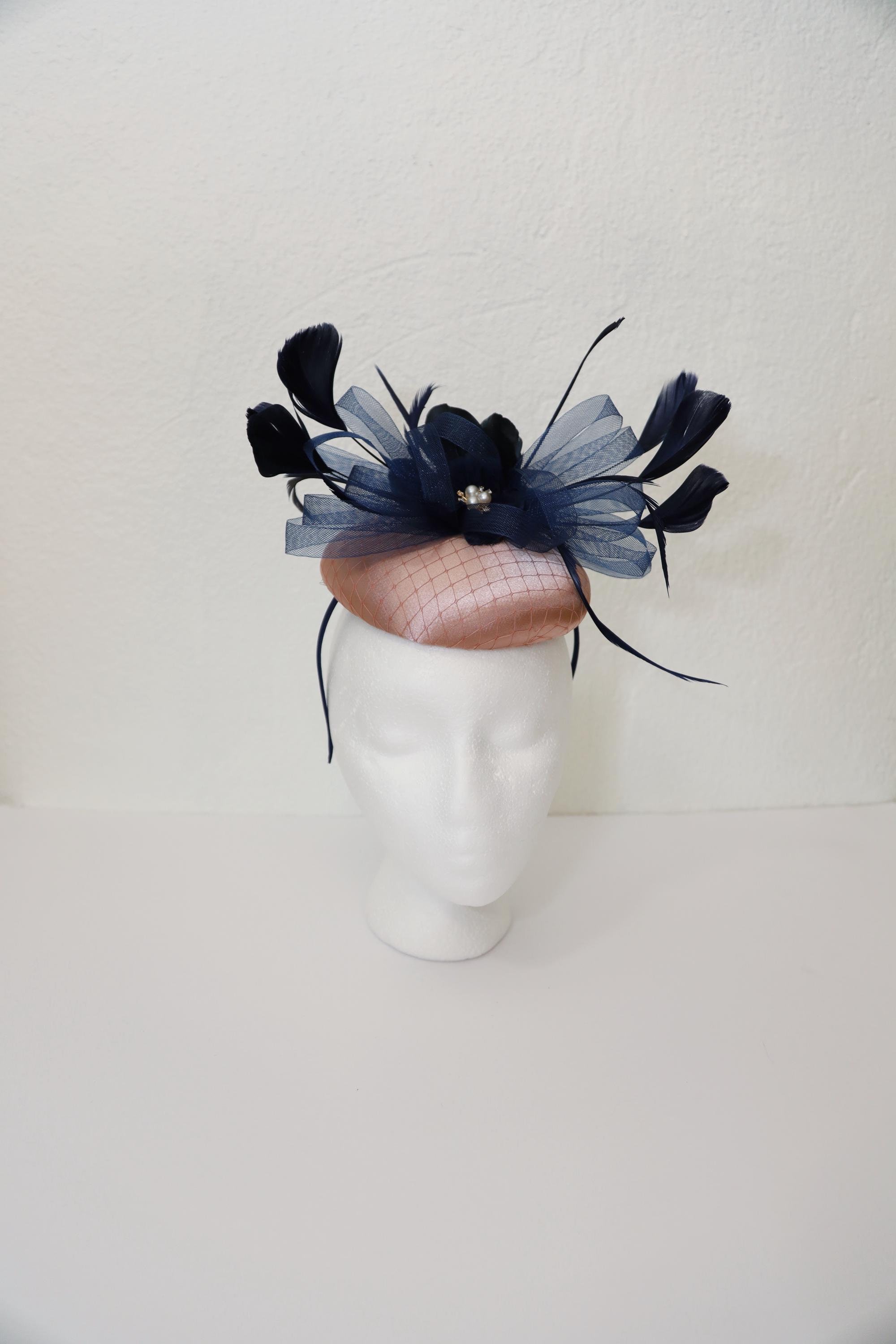 Navy Feather Fascinator | Elegant Kentucky Derby, Wedding & Garden Party Hat il_fullxfull.6821779001_mibw.jpg main image 2