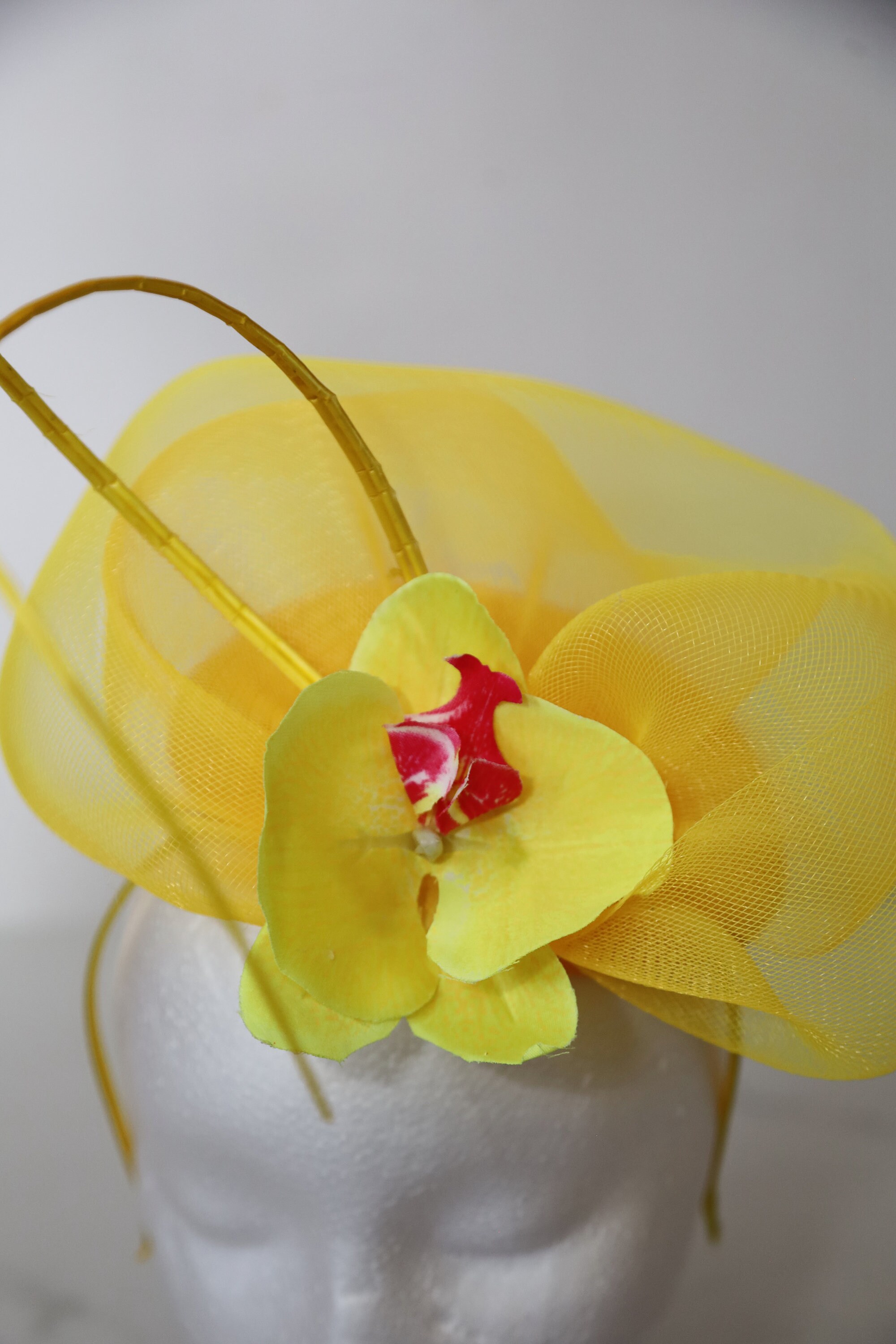 New Derby Hat Statement Yellow Orchid Fascinator Headband & Garden Party Ready il_fullxfull.7789425789_pea5.jpg main image 4