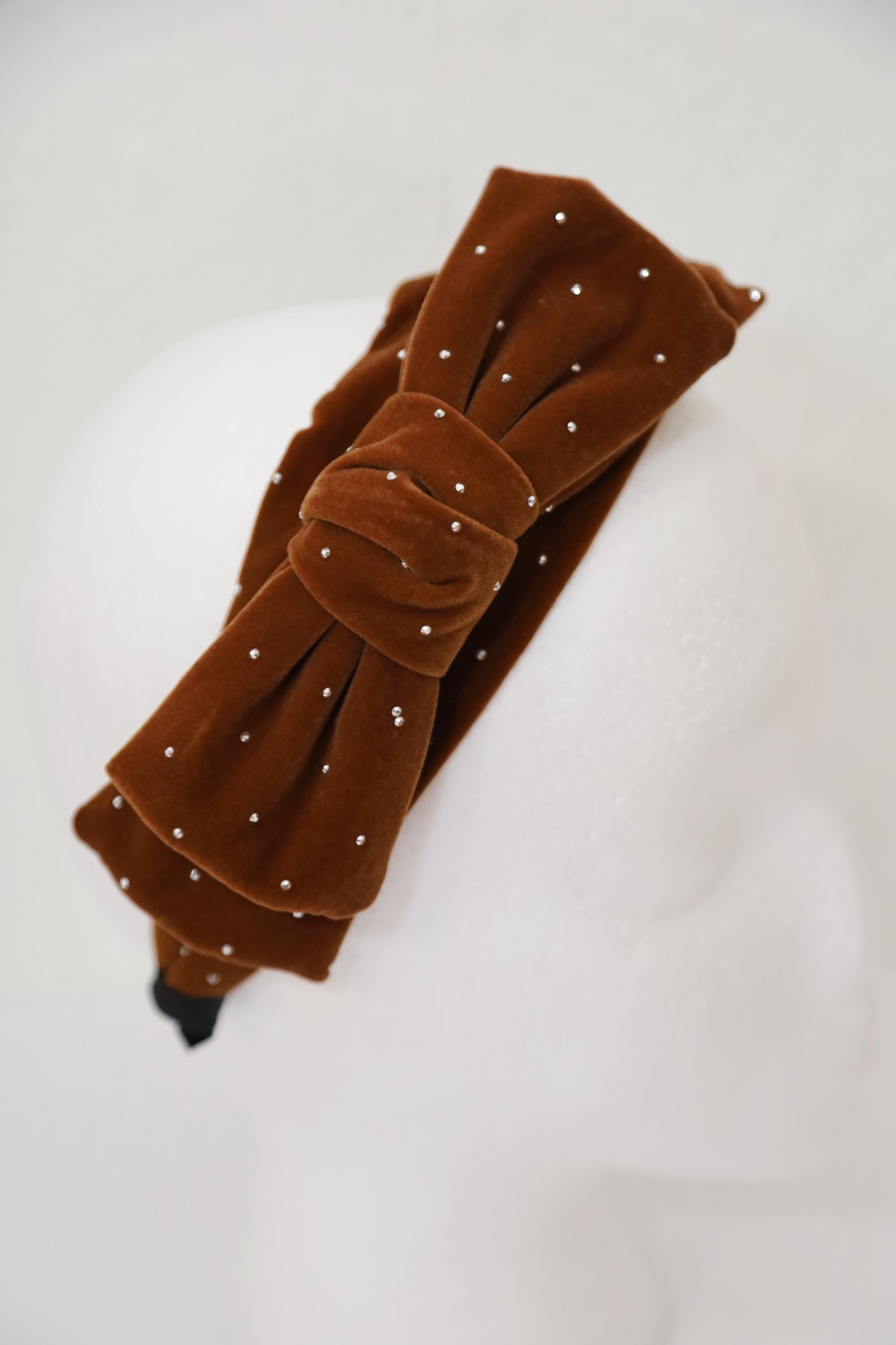 Elegant Brown Velvet Headband with Crystal Accents Amazon.com : WILLBOND Velvet Padded Crystal Rhinestone  main image 3