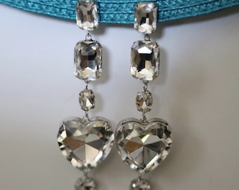 Crystal Dangle Earrings: Geometric Silver Drop Earrings