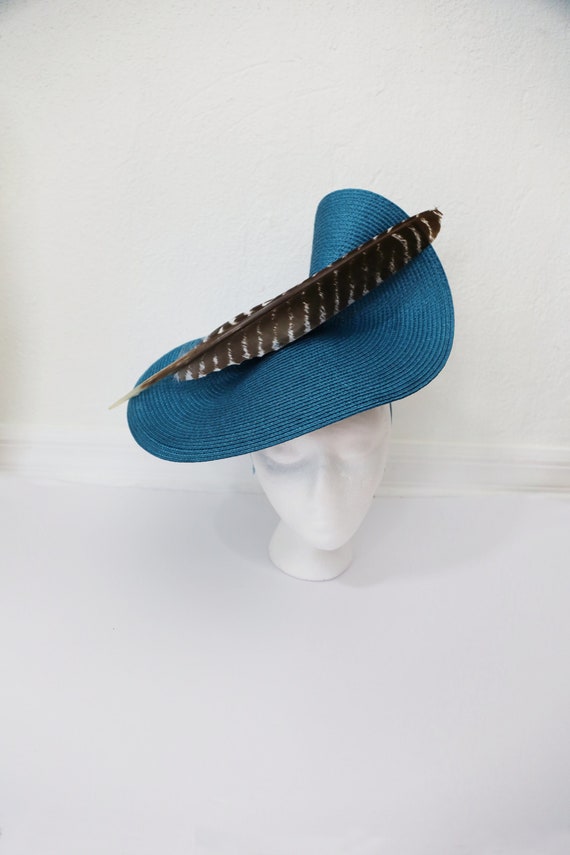 Elegant Teal and Black Women\'s Hat Baroque Mini Tricorn Hat,teal Marie Antoinette Hat With  main image 2
