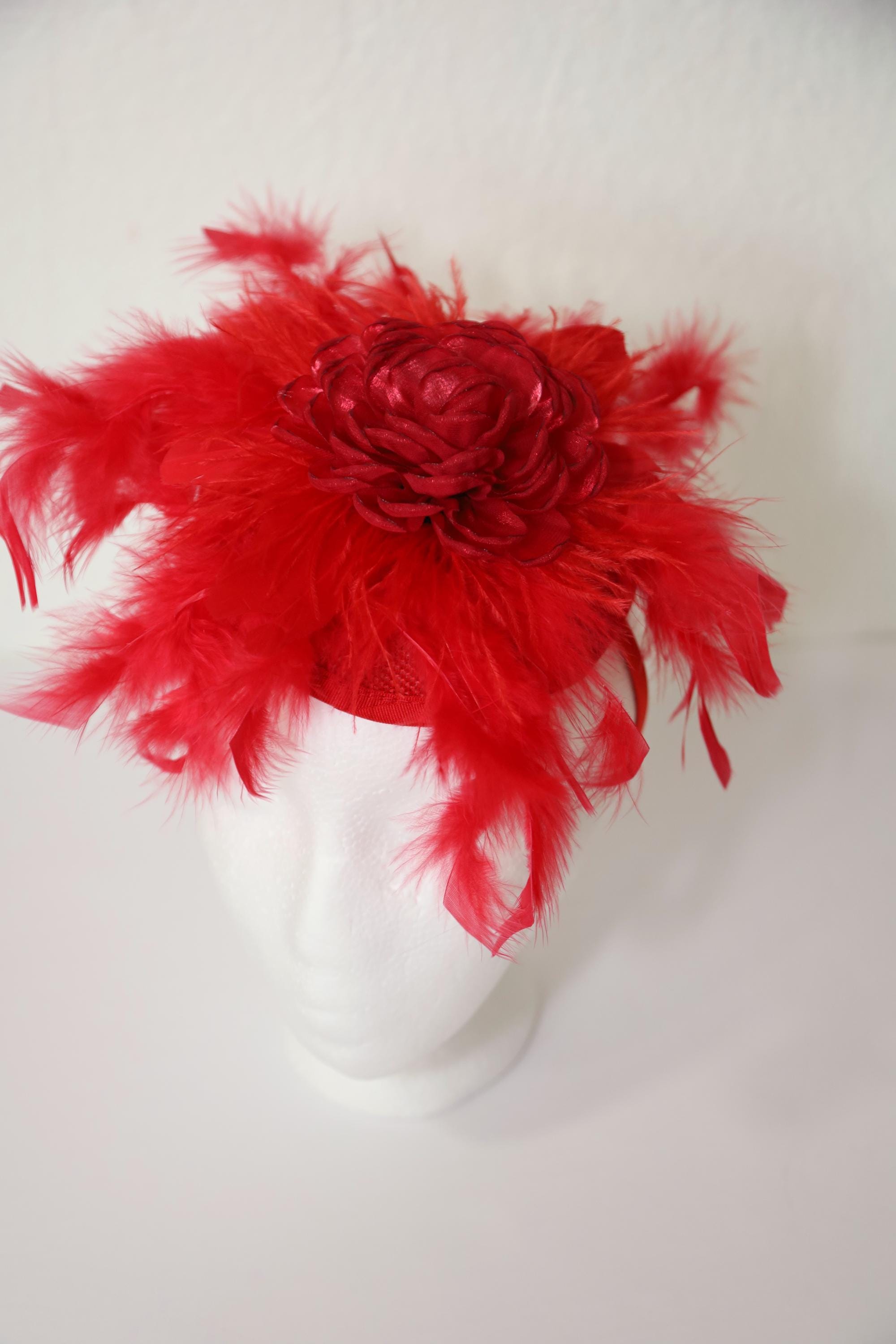 Gorgeous Red Fascinator Side Loop Feathers Wedding Tea Derby Brunch...more NWT Pink Orange Kentucky Derby Fascinator Hat, Church Derby Hat  main image 3