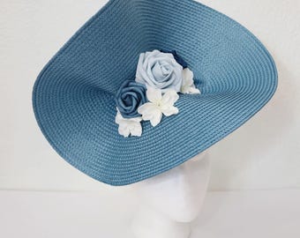 Light Blue Kentucky Derby Fascinator: White Flower Wedding  display picture 1