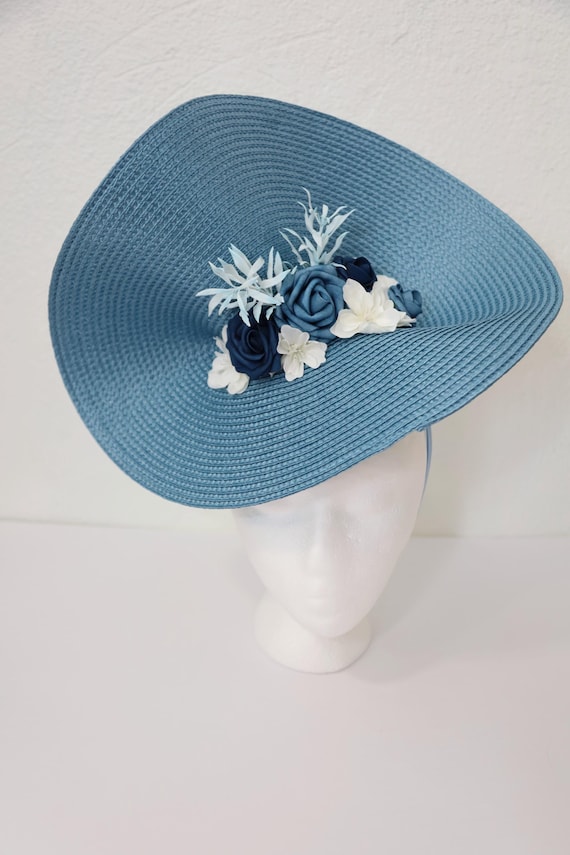 Light Blue Kentucky Derby Fascinator Denim Blue Wedding  display picture 3