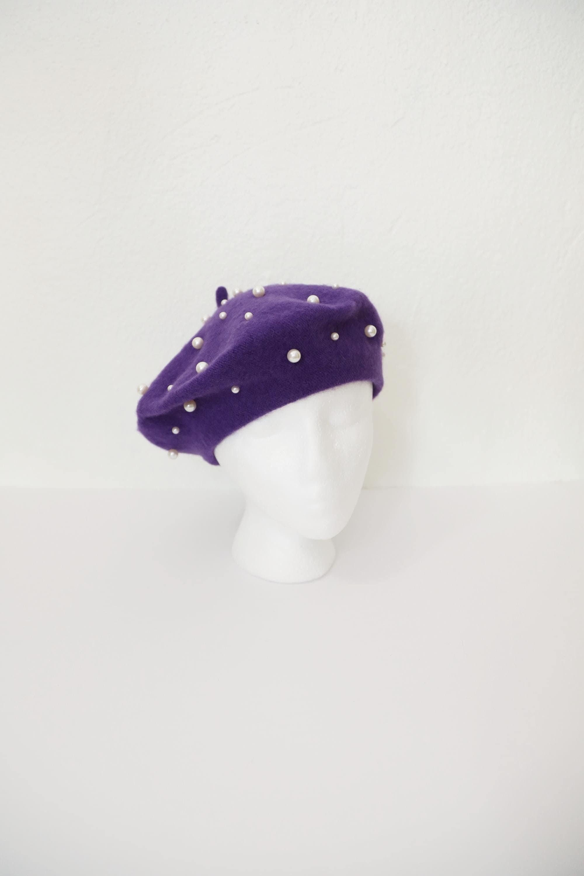 Set of 2 Berets - Royal Purple and Ivory-White PURPLE HEART BERETS - Join the Beret Brigade! IVORY – Runway  main image 2