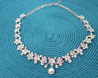 Crystal Rhinestone Flower Choker Necklace: Evening Event Jewelry