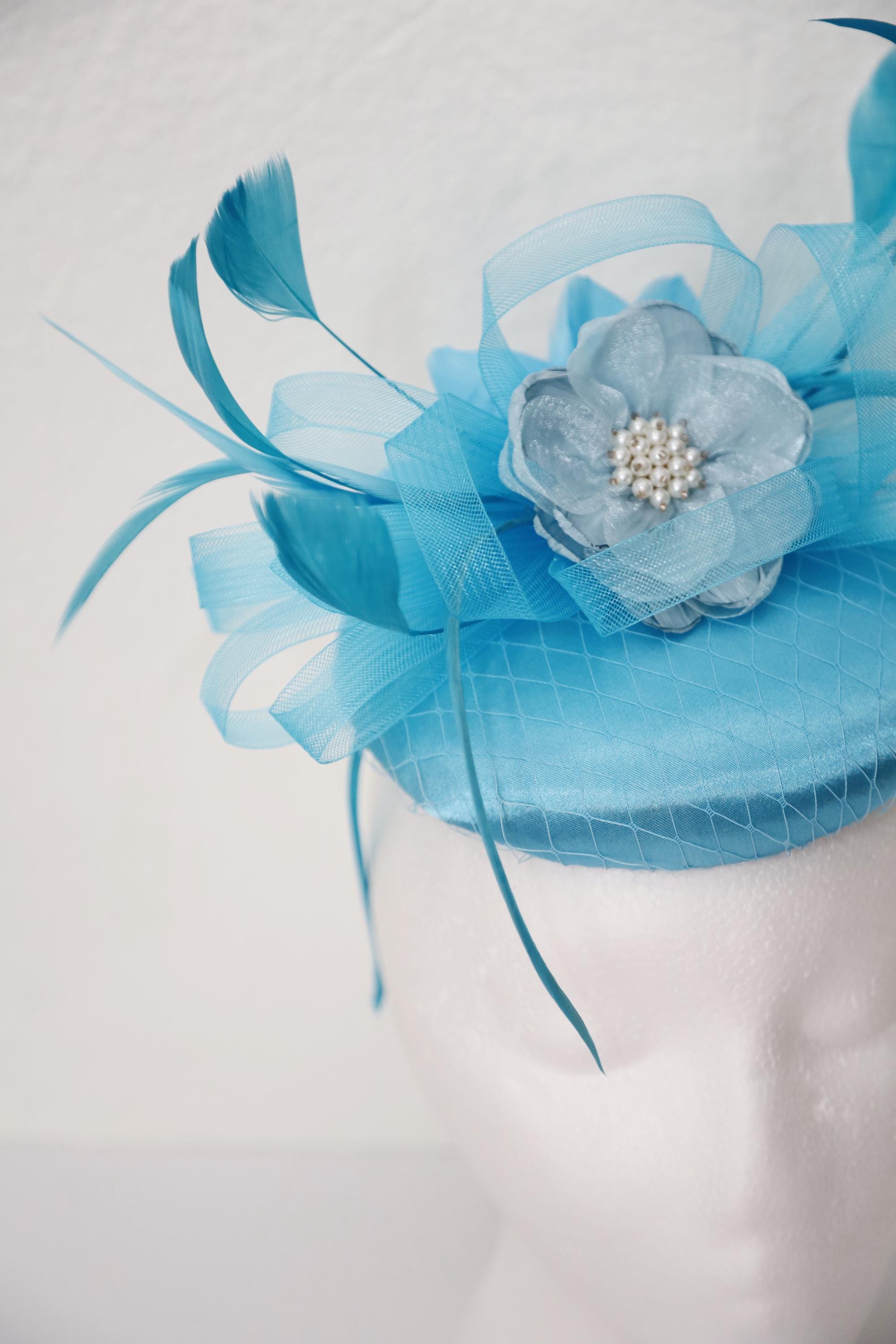 Light Blue Satin Fascinator Blue Kentucky Derby Hat Baby 