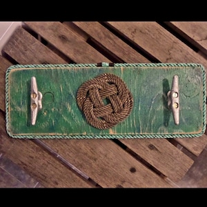 Rustic Boat Cleat Coat Rack: Nautical Celtic Knot Decor