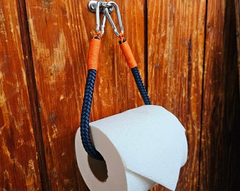 Rope Toilet Paper Holder with Carabiners Custom Color Options Nautical Bathroom Decor