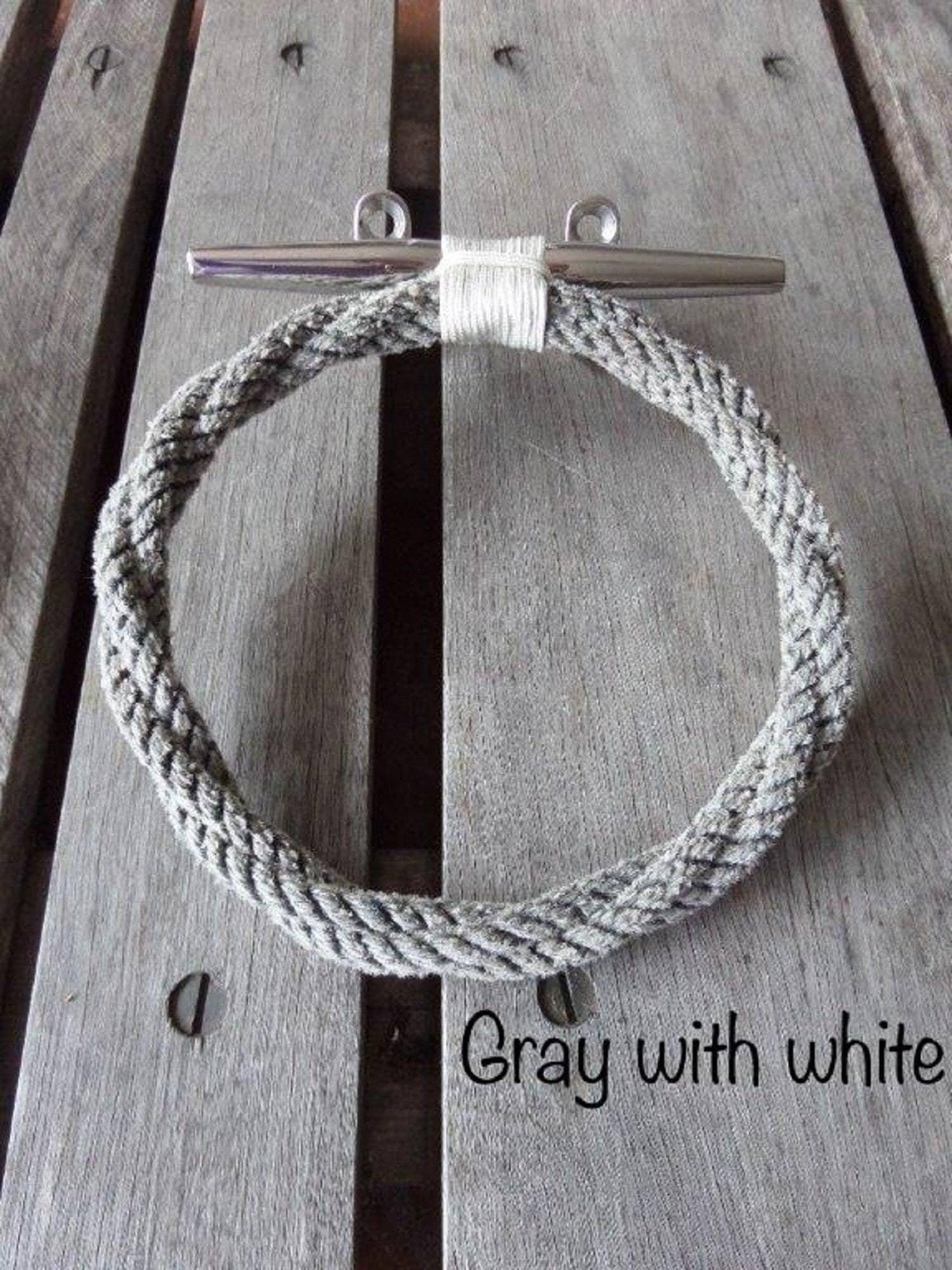 Handcrafted Grey Rope Towel Ring: Nautical Stainless Steel Cleat
