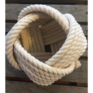 Bol en corde 5 x 7 po. Panier nautique noué décoratif, décoration de plage, coton naturel, rustique, océan, ambiance plage, fait main en Alaska