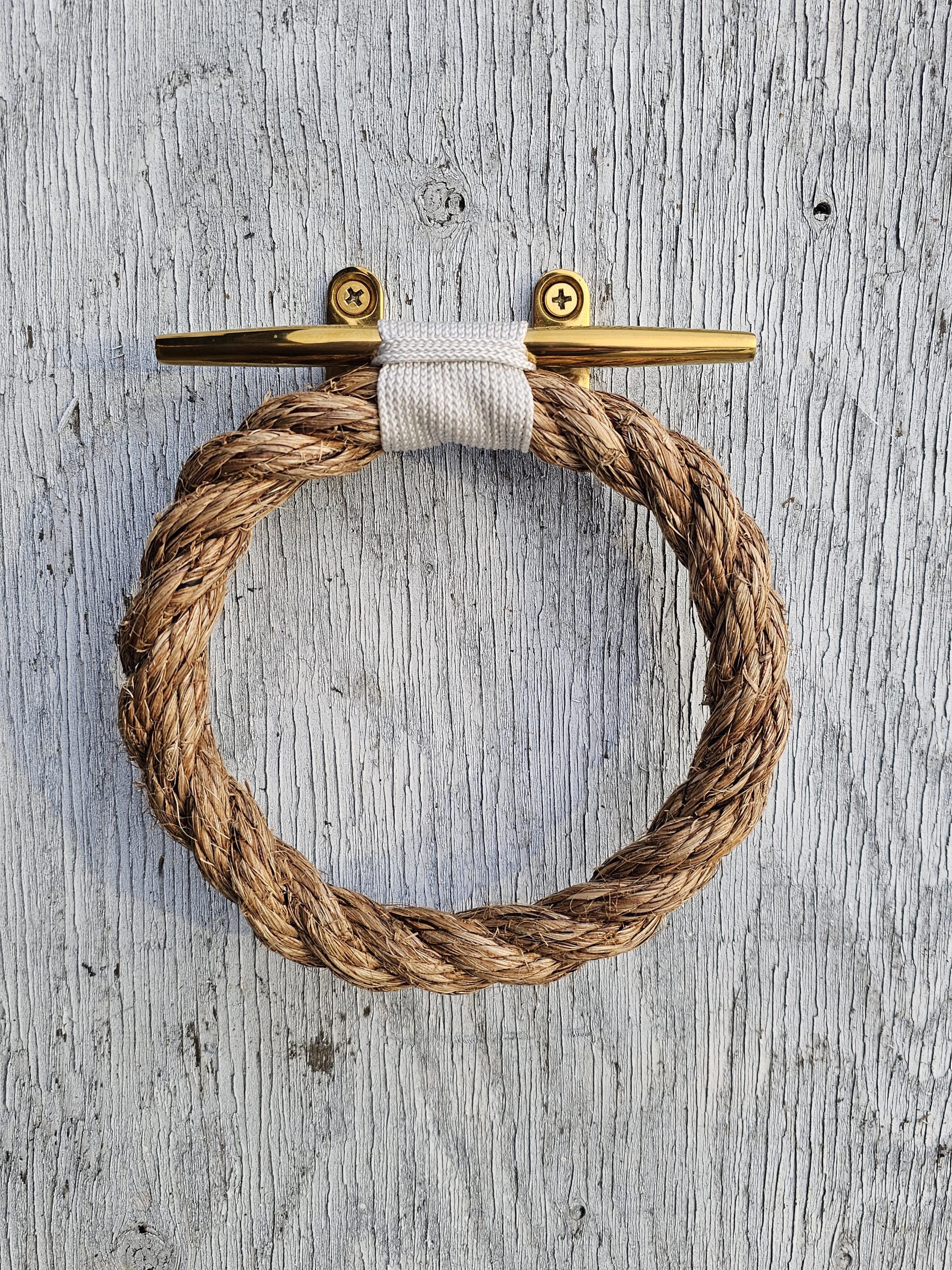 Manila Rope Towel Ring With Brass Cleat | Nautical Bathroom Decor - Etsy
