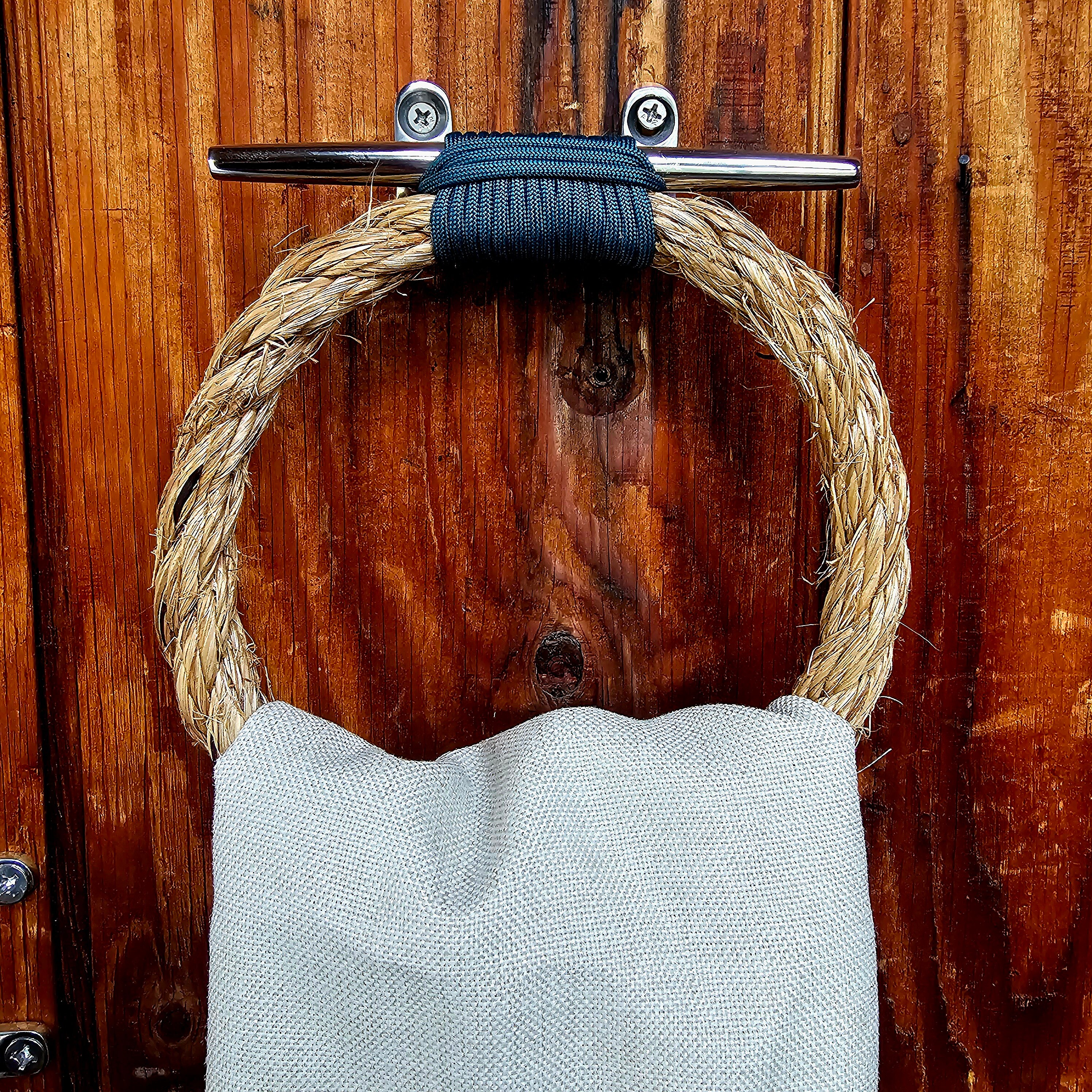 Manila Rope and Stainless Steel Cleat Towel Ring & Tpholder Set ...