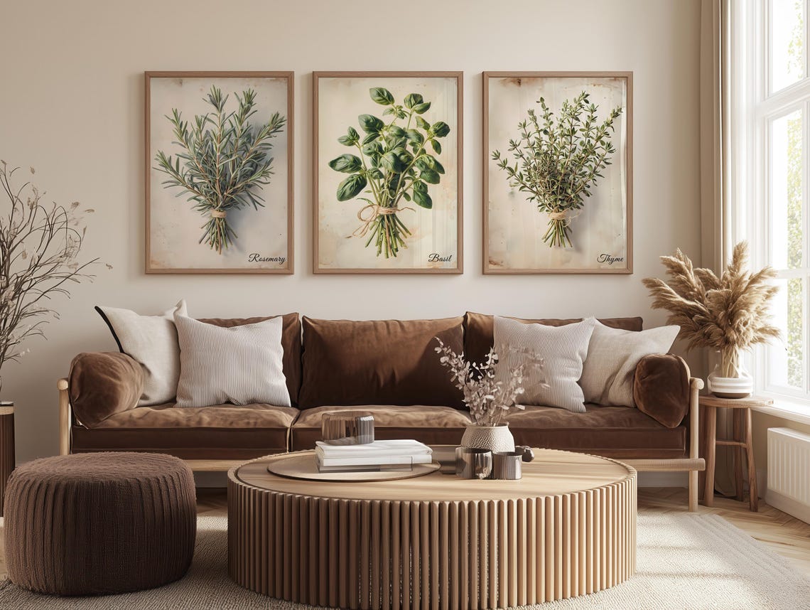 Photo inspiration: Fresh Look at Herb Wall Art Set Vintage Botanical Prints Rosemary Basil Thyme