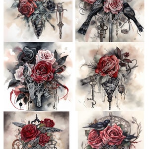 Free Shipping Decoupage Rice or Washi A4 Paper Goth Rose