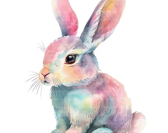 Bunny Clipart Bunny with Butterfly Happy Easter Bunny clipart Cute bunny 12 JPGs Commercial use Clip art Digital Download Card Making