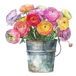 Watercolor Flowers Clipart 12 JPG Floral clipart bundle Spring decor Bunch of Flowers Digital Planner Journaling Commercial use Card making