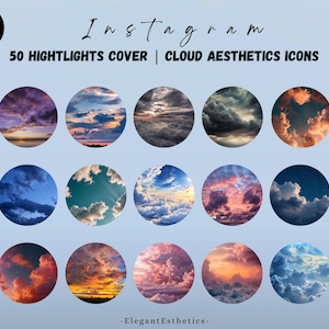 50 Dreamy Cloud Aesthetics Highlights Covers|Cloudy Blue Sky|Cloud Theme Digital Pack|Cloud Vibe Story|Cloud Mood|Sunset Clouds|Fluffy White
