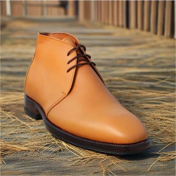 Men's Designer Tan Leather Beautiful Chukka Lace Up Boot Men Boots Dress Fashion Formal Boots