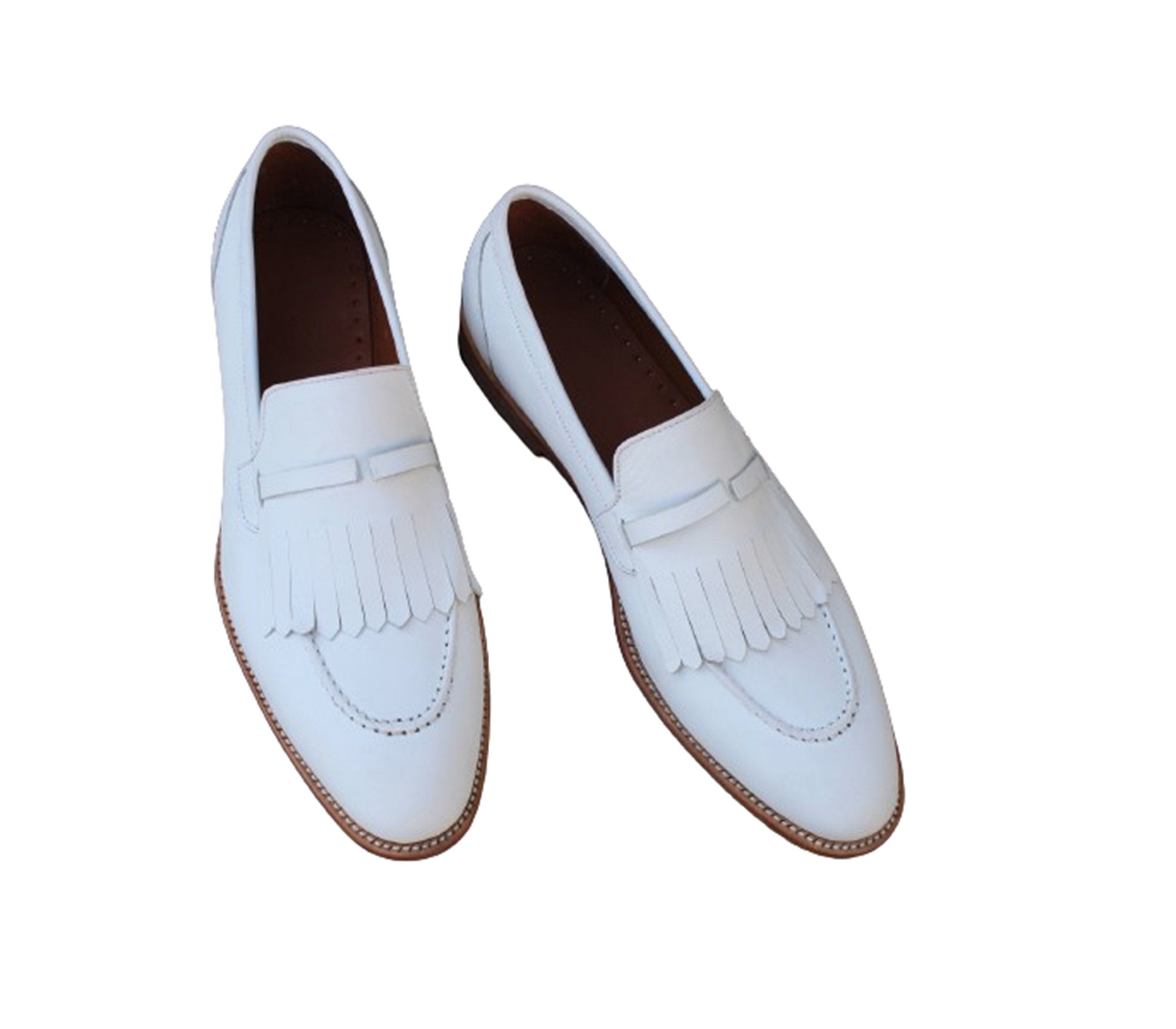 White Croc Suede Tassel Lug Leather Loafers Style AR 19015 NWOT Men\'s 10 Men main image 4