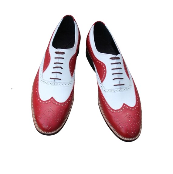 red and white dress shoes mens Amazon.com: TAYGUM Formal Dress Shoes for Men Slip On Round Toe Two Tone PU Leather Penny Loafer Non Slip Low Top Rubber Sole Anti-Slip Outdoor(White Red,10) : Clothing, Shoes & Jewelry
