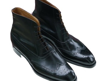 Men's Designer Handmade genuine black leather men's boots long ankle high lace up boots Men Style Boots