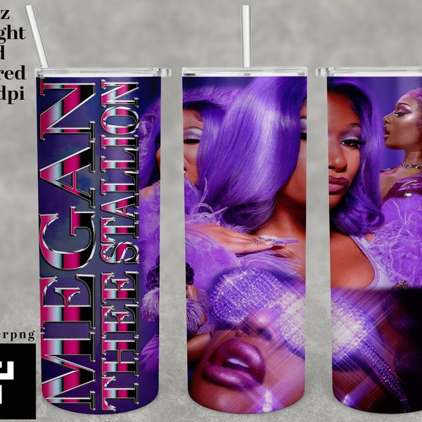 Megan Thee Stallion Becher 20 oz Skinny | Stich | Tumbler Sublimation Designs, voller Tumbler Wrap, digitale Downloads | Png