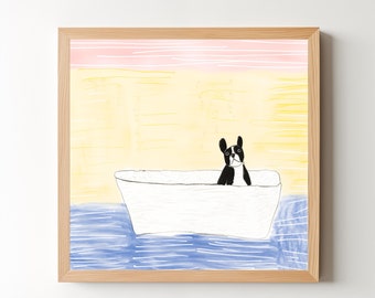 Art Print Boston Terrier Art Bathroom Decor Dog Gift Funny Art Print Pet Housewarming Gift Bostie Lovers