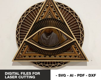 Digital Files multilayered third eye mirror, layered wall art, home decor, svg, third eye, evil eye