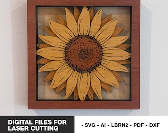 Layered Sunflower Wood Art: Laser Cut Files (Digital Download)