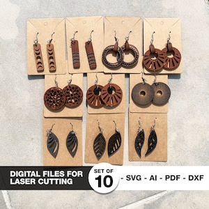 Digitale bestanden, oorbellenbundel, lasergesneden oorbellen, svg, Glowforge