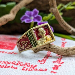 Buddha magic ring - Bring luck and fortune and protect from danger and bad spirit - Red and gold lucky ring talisman - Buddhist - wealth
