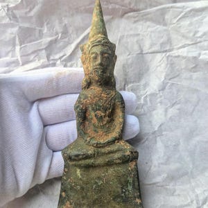 Antique Bronze Buddha Statue 400-500 Years Old – Blessed in 2013 – Rare Thai-Cambodian Sacred Artifact - Magic talisman Wealth & prosperity