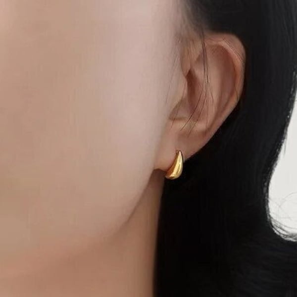 pendientes estilo mini bottega, pendientes de espalda plana con forma de lágrima, pendientes Kylie, pendientes colgantes de oro delicados, pendientes de cúpula, pendientes impermeables