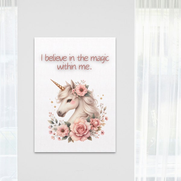 Inspirational Quote Unicorn Art Print Uplifting Saying Fantasy Animal Poster Coquette Style Art Home Decor Printable Art Instant Download