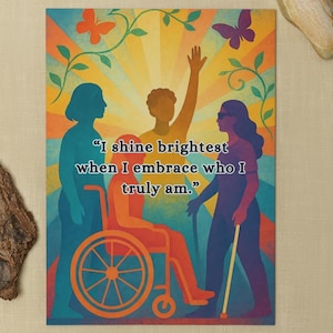 Set di 8 biglietti di affermazione sull'inclusione della disabilità, mini stampe da 2,5"x5" con citazioni positive ispiratrici, regalo stampabile per l'orgoglio della disabilità