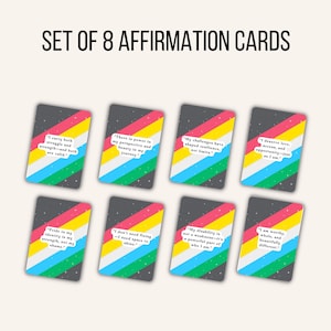 Disability Pride 8 Affirmation Cards: Positive Mindset Art Printable Instant Download