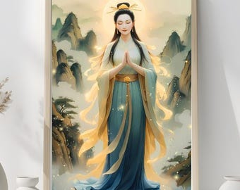 Quan Yin Aufgestiegene Meister Druck: Spirituelle Heilung Home Décor Digitaler Download