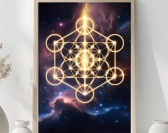 Arte del Cubo de Metatrón: Decoración de pared de sanación espiritual, descarga digital
