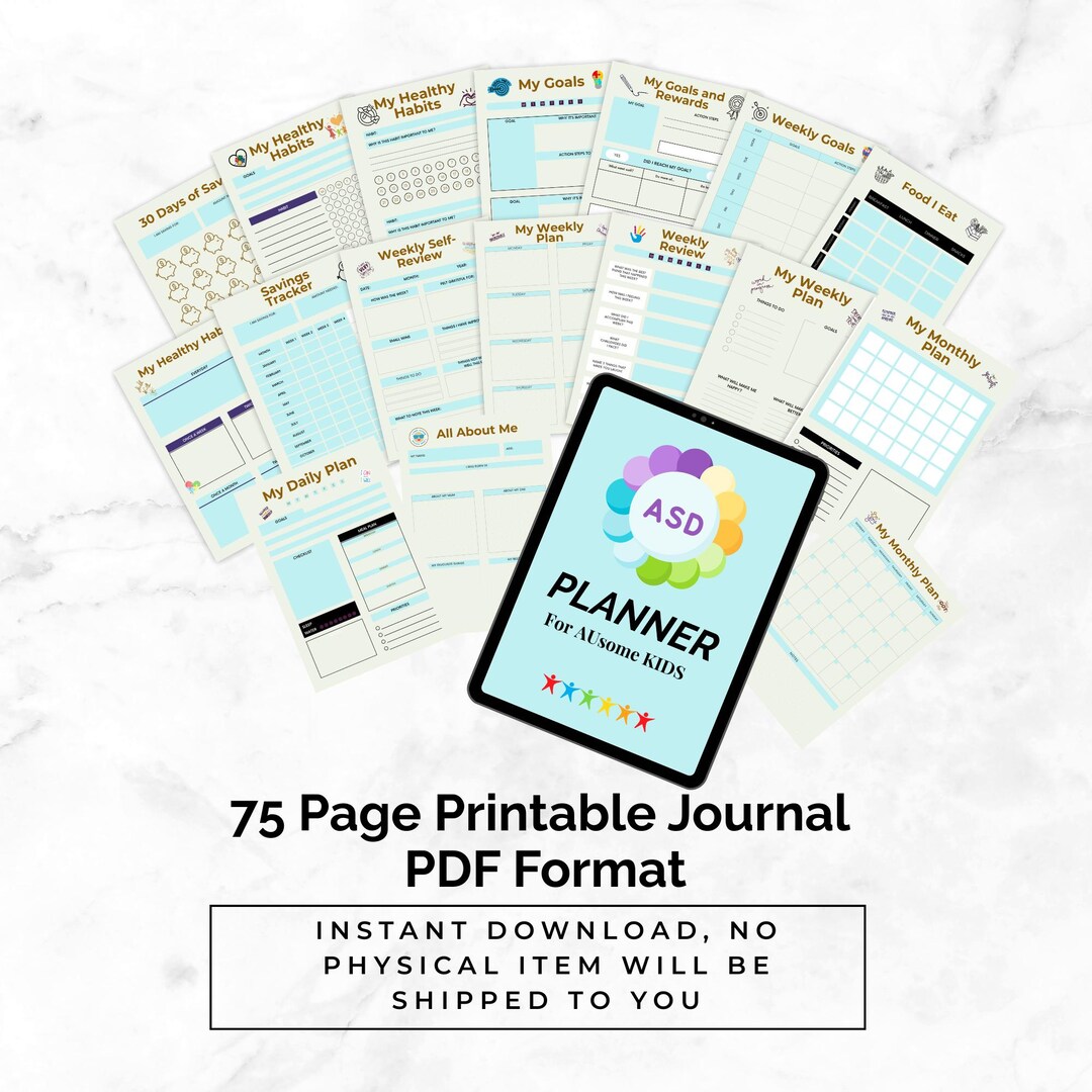Autism Planner & Journal for Kids | Daily Routine and Emotion Tracker ...