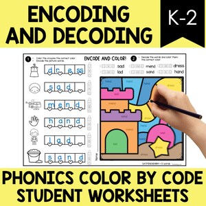 Encoding and Decoding Phonics Activity | Color by Code Summer - Etsy