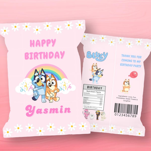 Bluey Chip bags for party favors editable via Canva , download and print . DIGITAL COPY